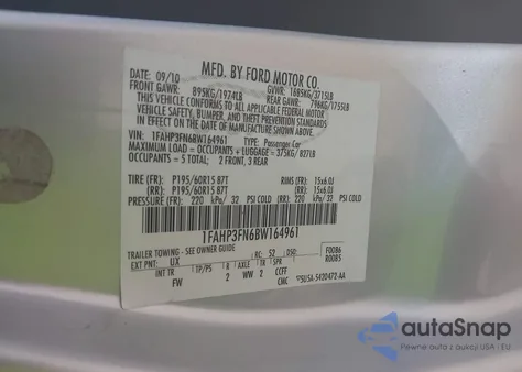 2011 Ford Focus Se из США, поврежденный, VIN 1FAHP3FN6BW164961